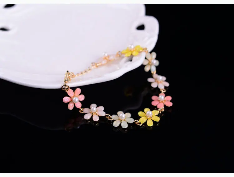 Bohemia Style Jewelry Set Colorful Crystal Flower Pendant Gold Color Chain Bracelet&Earrings For Women|bracelet butterfly|bracelet kittybracelet
