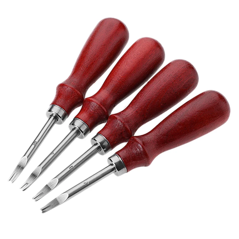 Wine red 1 комплект 4 шт. Diy Обрезной нож резец для кожи Skiving Edge набор для вырезания - Color: Wine red