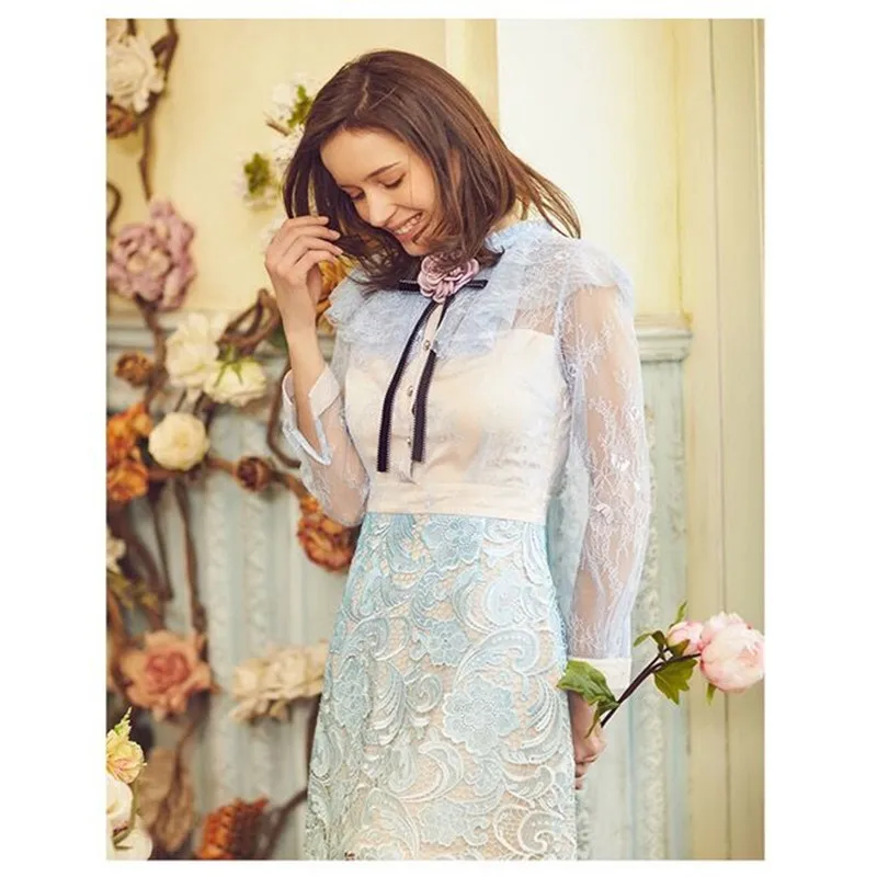Платье для автопортрета ажурное кружевное платье с сеткой осень 2019|runway dress|hollow