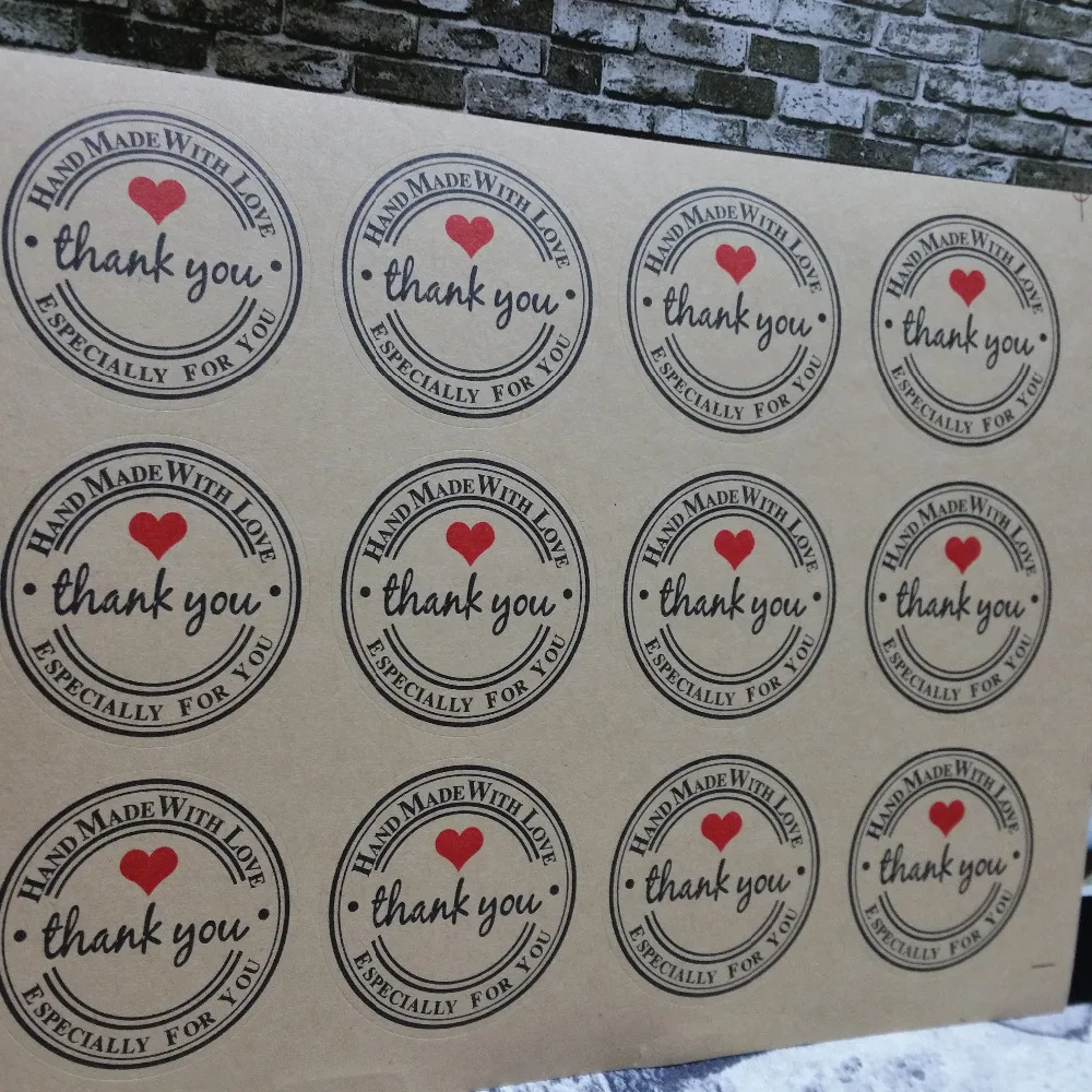 120 шт./компл. Red Love Thank You самоклеящиеся Стикеры Этикетка из крафт-бумаги Спасибо наклейки подарки круглые этикетки крафтовый бумажный пакет sti