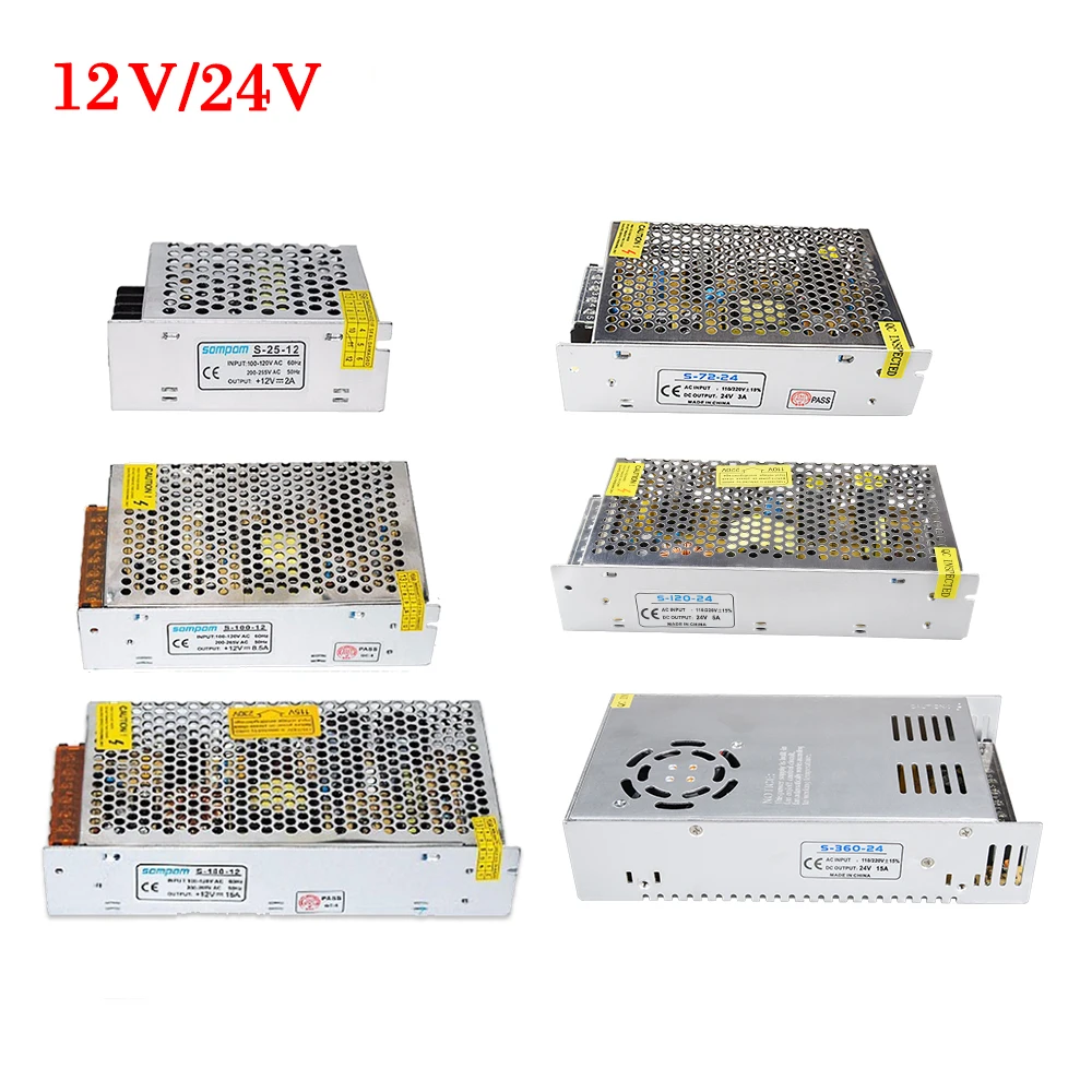 24 V Переключая Питание 12 V Источники питания трансформатор 1A 2A 3A 5A 8A 10A 20A 30A AC 110V 220V DC/DC 12 V 24 V преобразователь напряжения
