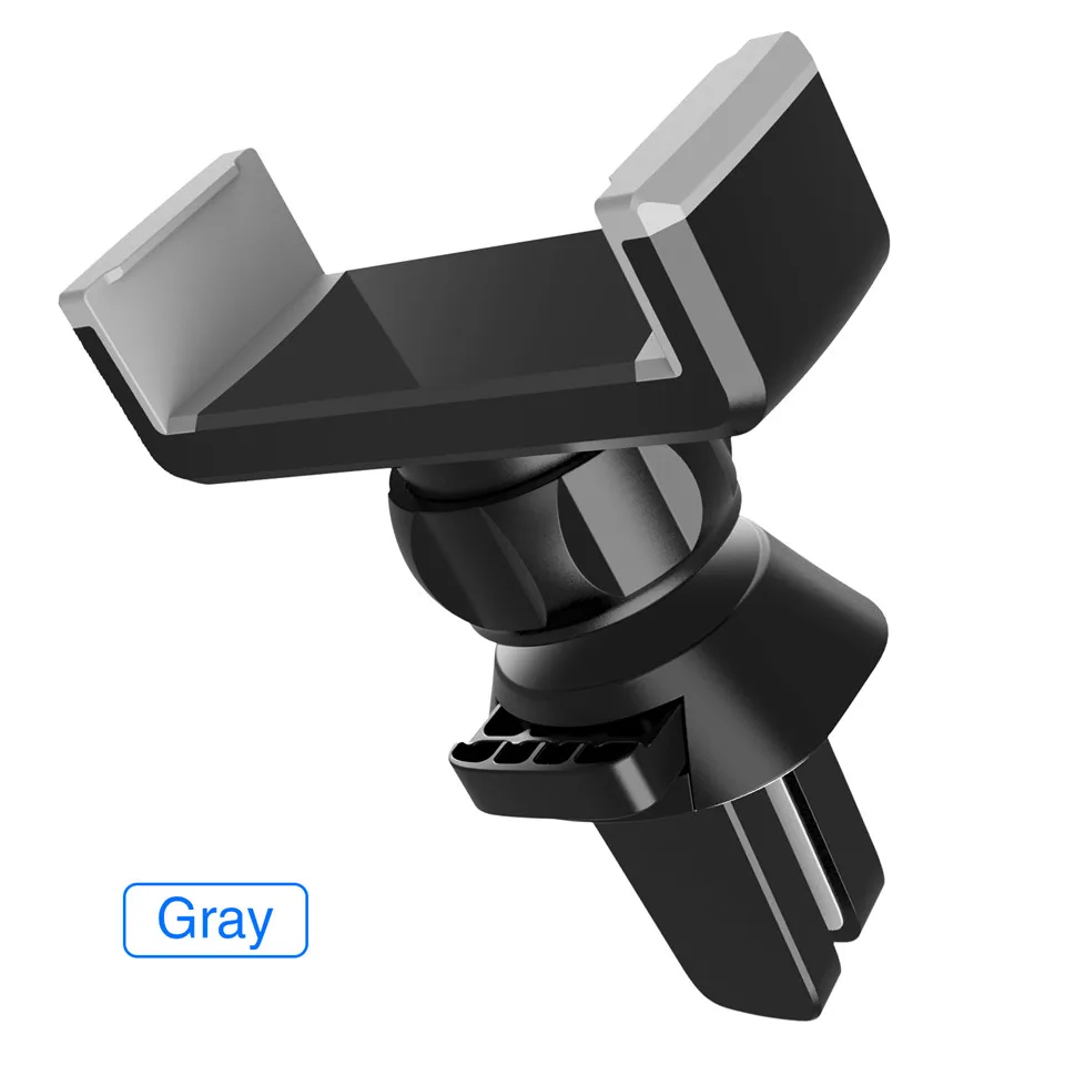 Gray USLION Car Phone Holder for iPhone 8 X 7 6 360 Degree Mobile Phone Holder Air Vent Mount Holder for Samsung Xiaomi Huawei Holder - Цвет: Gray