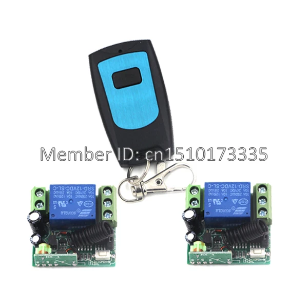 315/433MHZ DC 12V 1CH Remote Control Switch System 1PC RF Wireless 1-Button Transmitter + 2PCS 1 Channel Receivers |