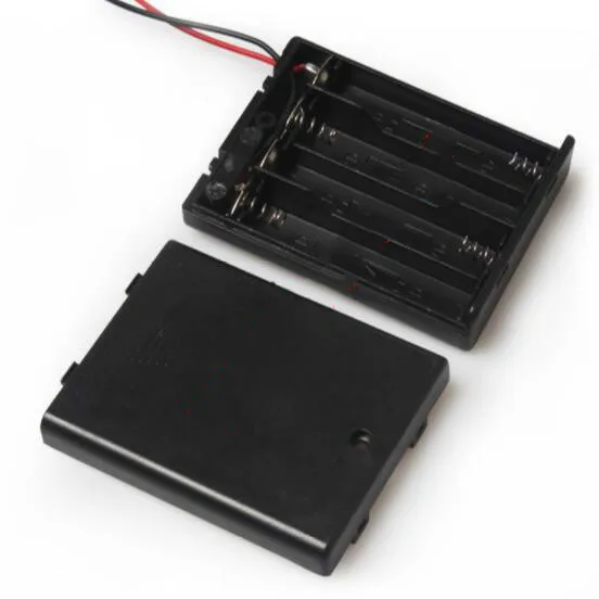 4 *AAA Plastic Container Hard Battery Srorage Box Holder AAA Batteries Case With ON/OFF Switch Wired Lead Black Digital Hot |