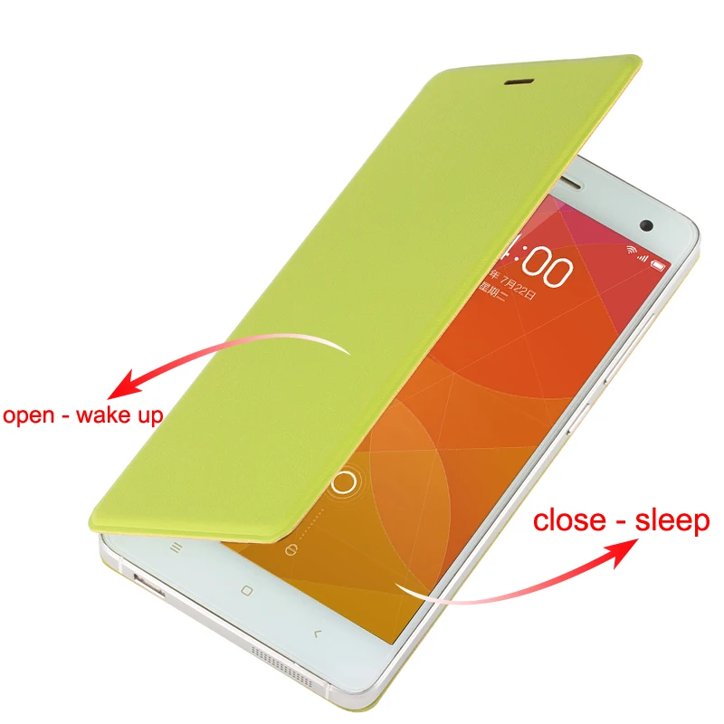 Умный чехол для xiaomi mi 4 кожаный флип-чехол mi4 бесплатная доставка 6 видов цветов с