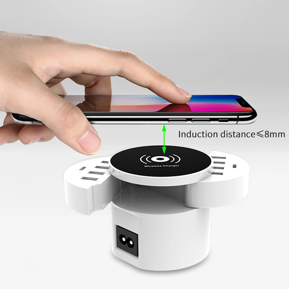 Беспроводное зарядное устройство Qi + универсальное с 8 USB-портами умная