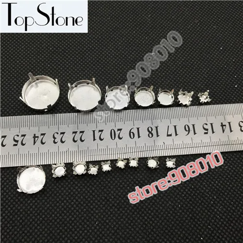 silver claw TopStone круглый пустой металлический коготь Установка Серебряные; золотые Цвет для хрустальные стразы 4 отверстия 5 6 7 8 10 12, 14, 16, 18, 20, 25 27 30 мм - Цвет: silver claw