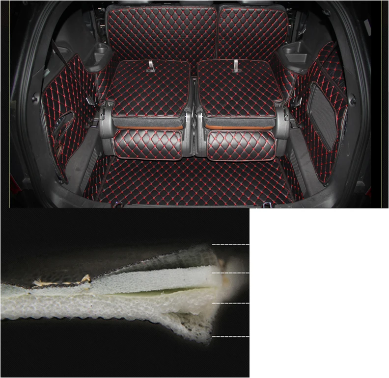 Роскошный волоконный кожаный коврик для багажника автомобиля ford explorer 2011 2012 2013 2014