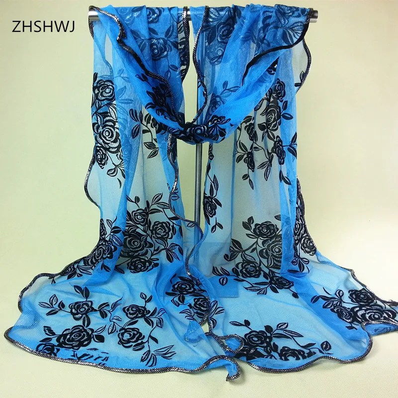 [ZHSHWJ] Бесплатная доставка цветная модная Роза кружевной шарф многоцветный размер