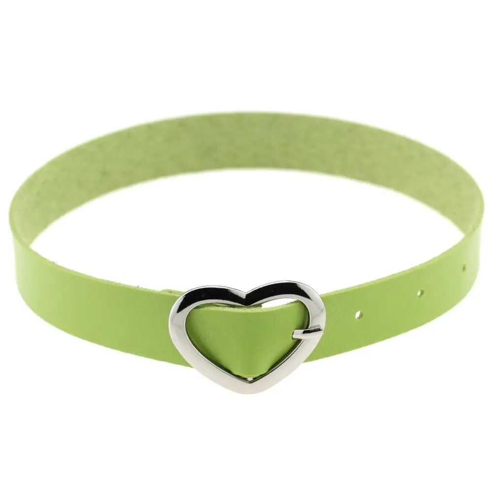 green Meajoe Harajuku Дикая мода шейный браслет преувеличенный персиковый Тип любовь пряжки ремня простой чокер ожерелье воротник - Окраска металла: green