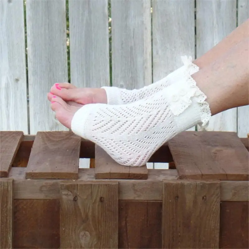 2016 Трикотажные Кнопка Кружева Гетры Женщин Мода Манжеты Ног Загрузки Носки