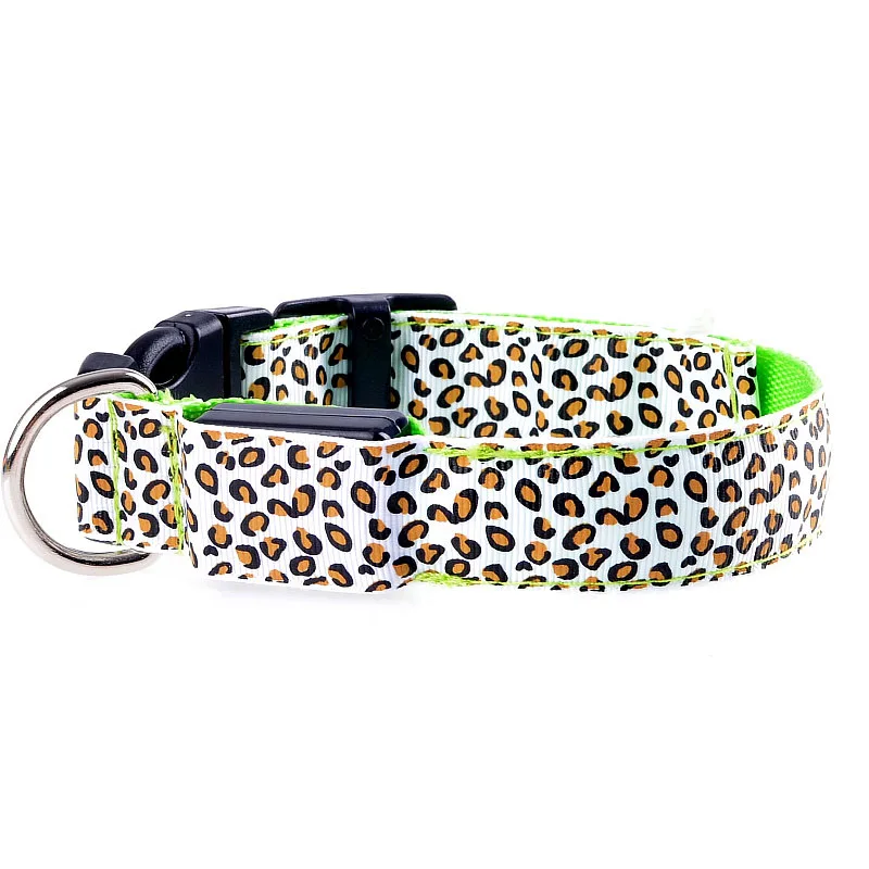 Зеленый Leopard светодиодный ошейник для собак, ночной защитный мигающий светящийся ошейник, поводок для собак, светящийся люминесцентный анти-потеря, поводки для питомцев, принадлежности - Цвет: Зеленый