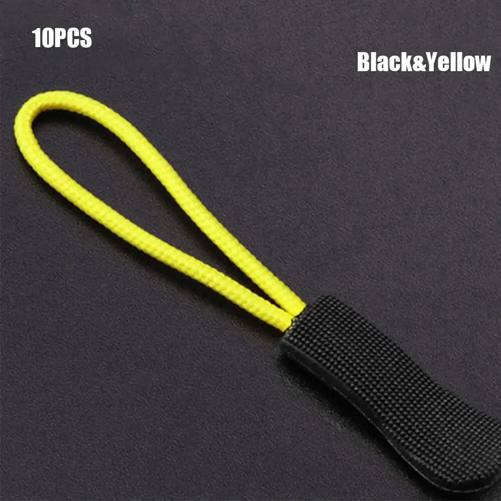black Yellow 10/20 штук застежки-молнии пулер застежки Конец подходит веревки тег фиксаж шнура застежка-молнии Tab сменный зажим сломана Пряжка дорожная сумка чемодан палатка рюкзак - Цвет: black Yellow