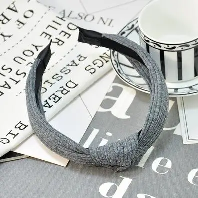 Dark Gray Women Girls Fashion Velvet Knitted Korean Solid Bezel Hairband Hair Accessories Elegant Cross Headband Ornament For Female Girls - Цвет: Dark Gray