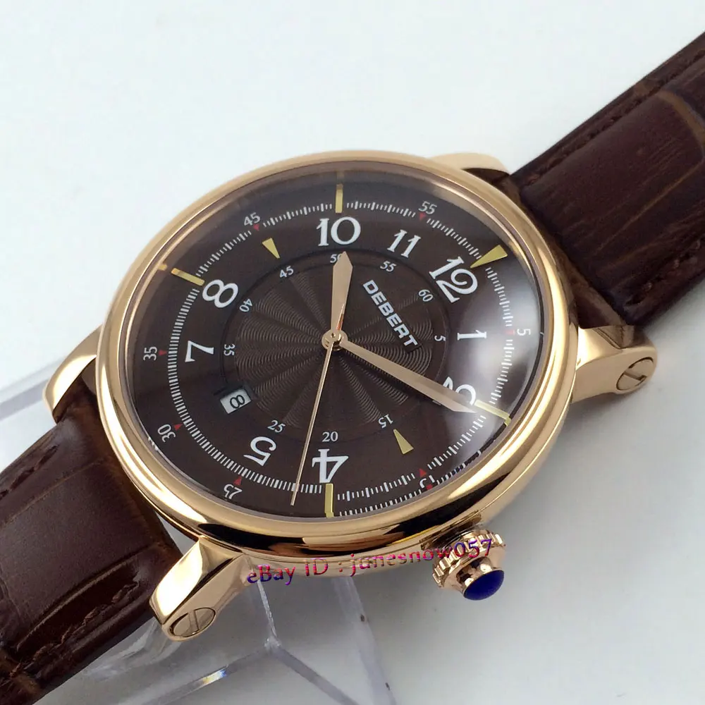 Подлинное Зеркало 43 мм роскошное кофейное окно с датой набора Золотой корпус 5ATM