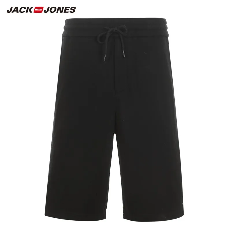 Мужские свободные хлопковые шорты JackJones с вышивкой на талии и завязками в