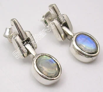 MOONSTONE Серебро натуральный гранат s серьги 2.1CM1 пара сережек религиозные украшения вариации - Окраска металла: MOONSTONE