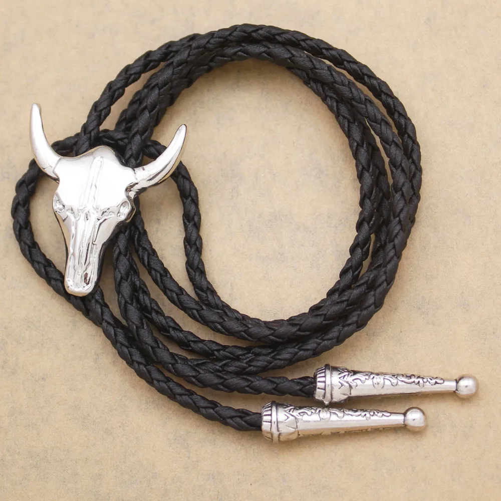 Галстук Western Texas Longhorn Buffalo Steer из коровьей кожи с черепом для Родео боло винтажное