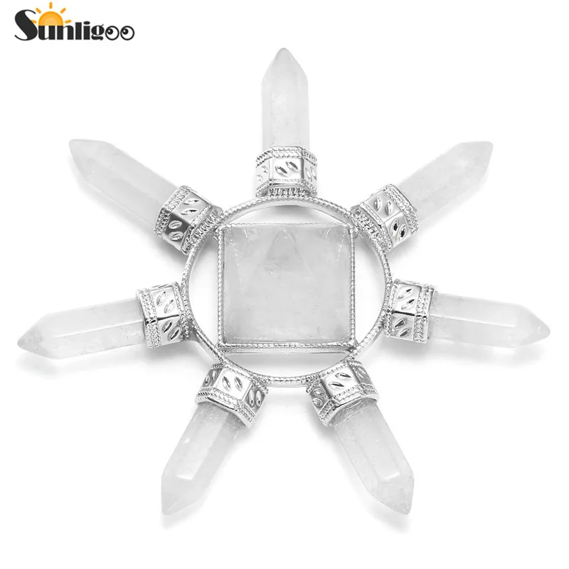 Sunligoo 7 Чакра Исцеление Кристаллы Набор сеток Ш четкие пирамида из кварца