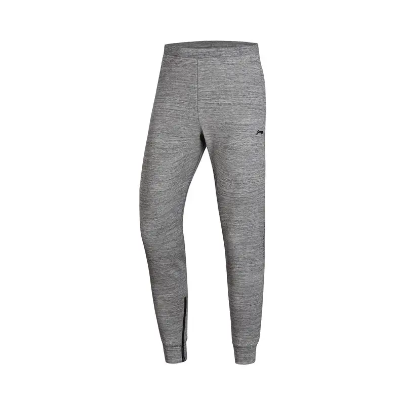 Li-Ning мужские тренировочные спортивные штаны, 63% полиэстер, 37% хлопок, на молнии, с манжетами, с подкладкой, удобные спортивные штаны AKLN349 CJAS18 - Цвет: Серый