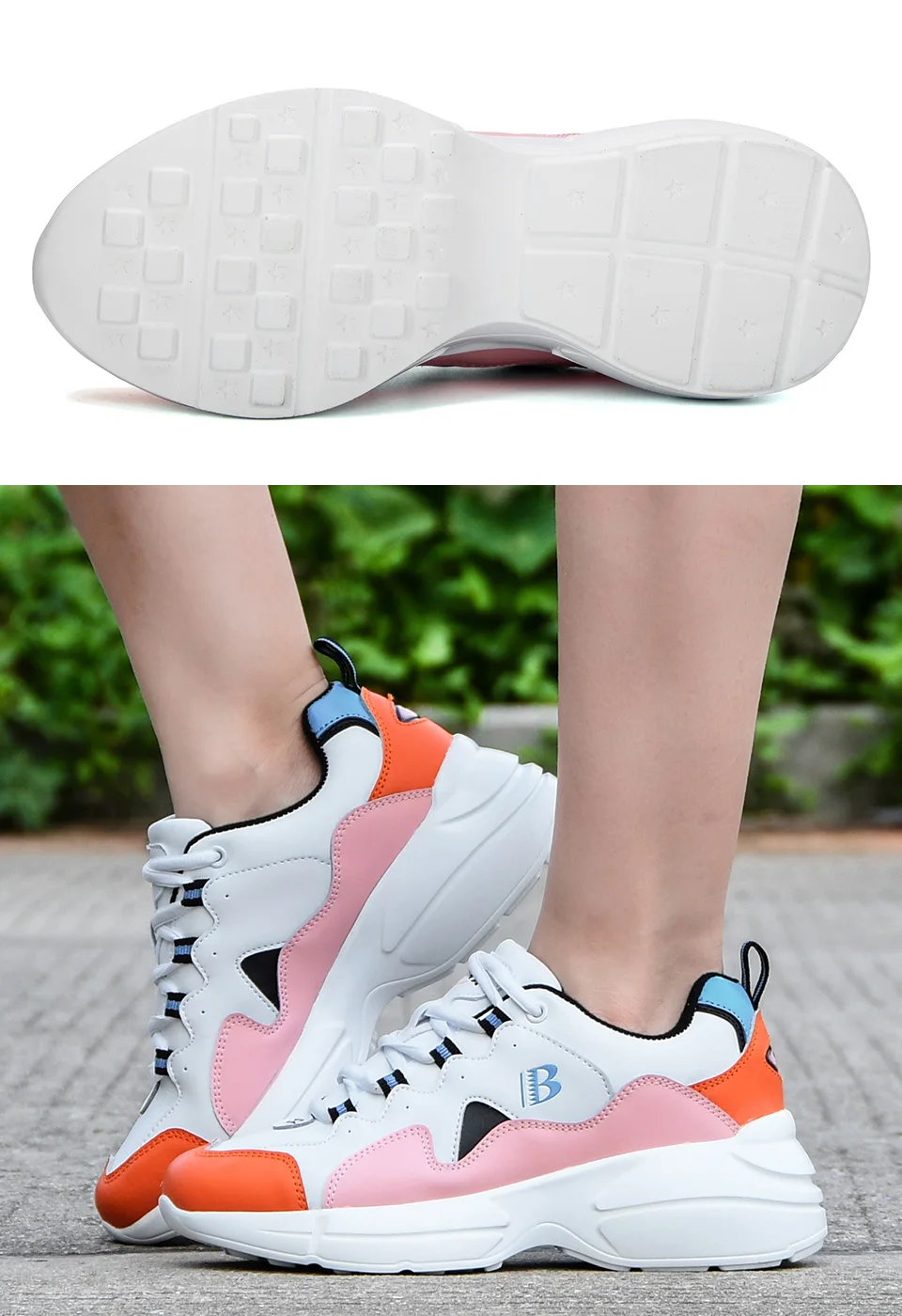 BONA New Fashion Style Platform Sneakers Ladies Brand Chunky Causal Shoes Woman Leather Leisure Shoes Chaussure Femme Comfy