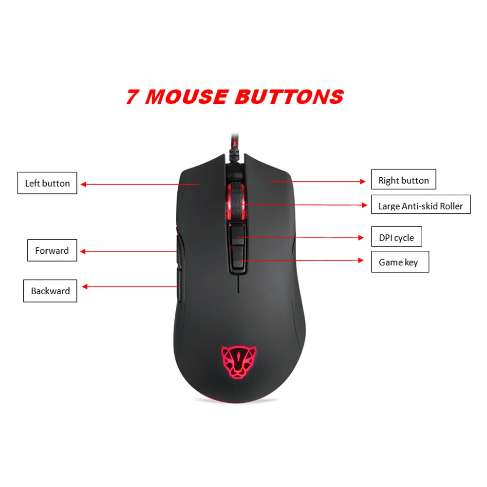MOTOSPEED V70 Проводная игровая мышь USB RGB подсветка 12000 DPI компьютерная ПК проводная