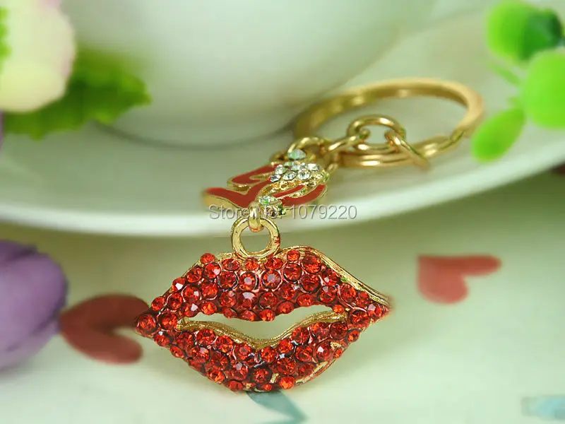 T сексуальный красный брелок для губ модная красота подвеска со стразами
