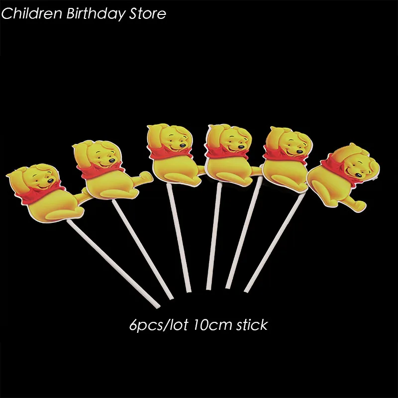 

6pcs/lot Winnie the Pooh cake topper Winnie the Pooh birthday party decorations Winnie the Pooh cupcake toppers party supplies