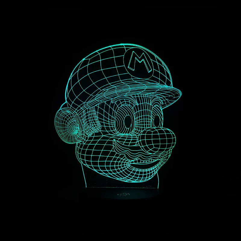3D Светодиодная лампа Mario ночник настольная 7 цветов сменный USB сенсорный пульт
