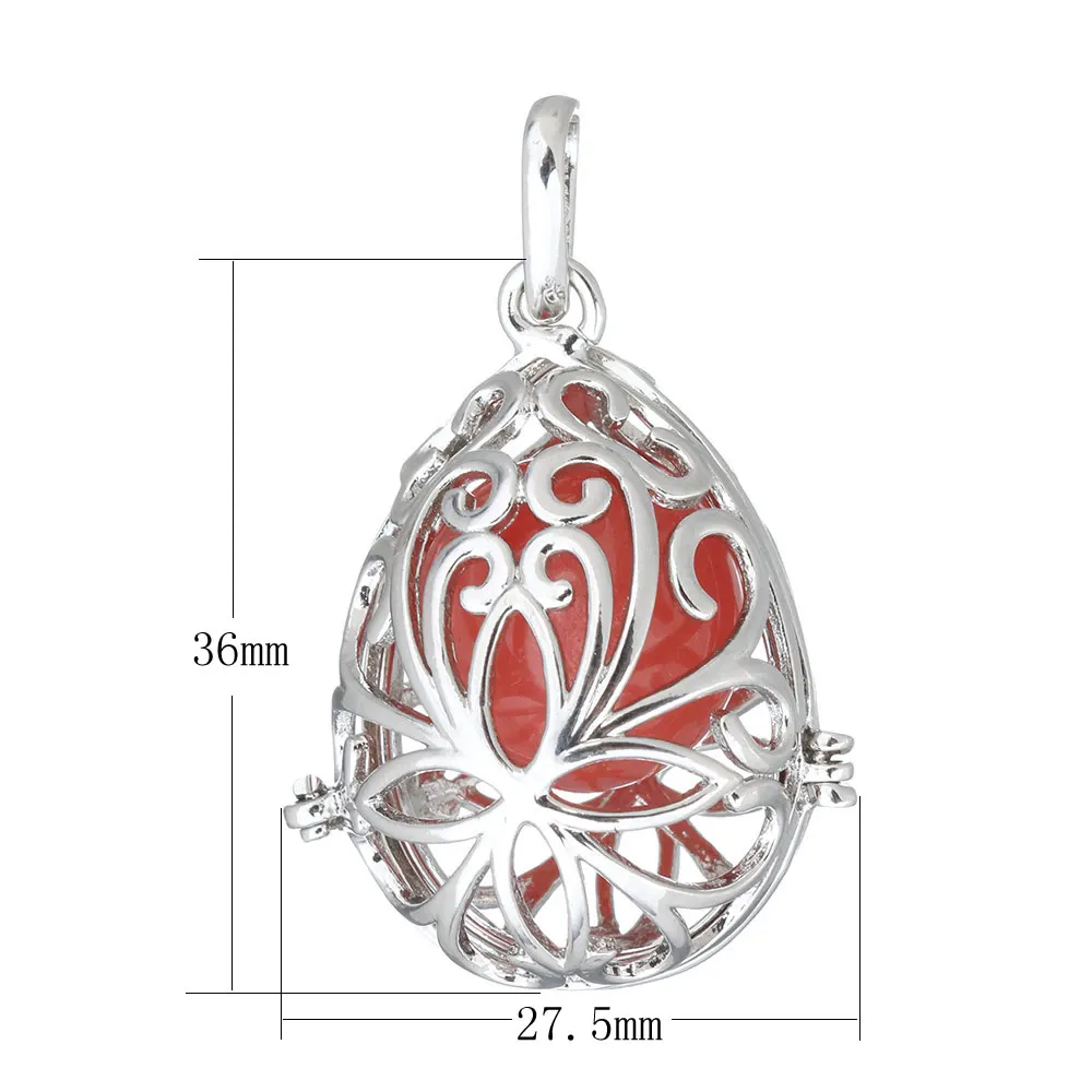 Подвеска в виде клетки серебристого цвета с камнем плавучая подвеска-медальон