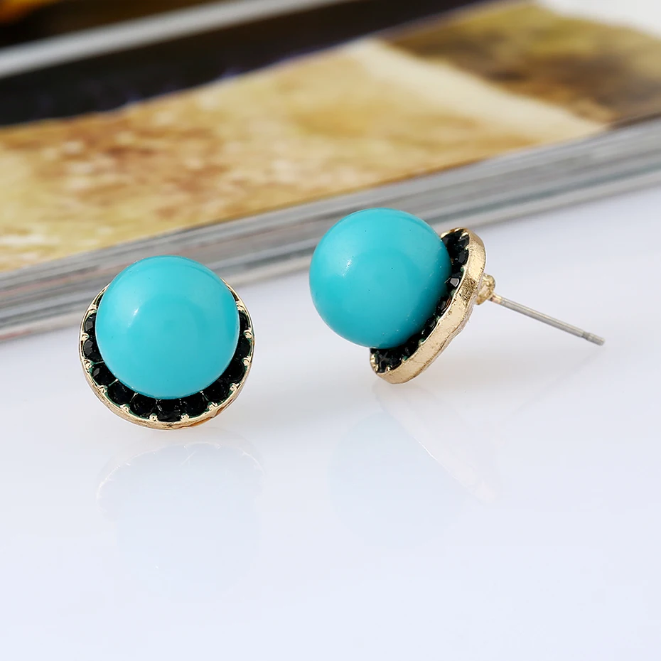 2016 Женщины Винтаж Большой Круглый Стад Серьги С Камнями Цинковый Сплав Кристалл