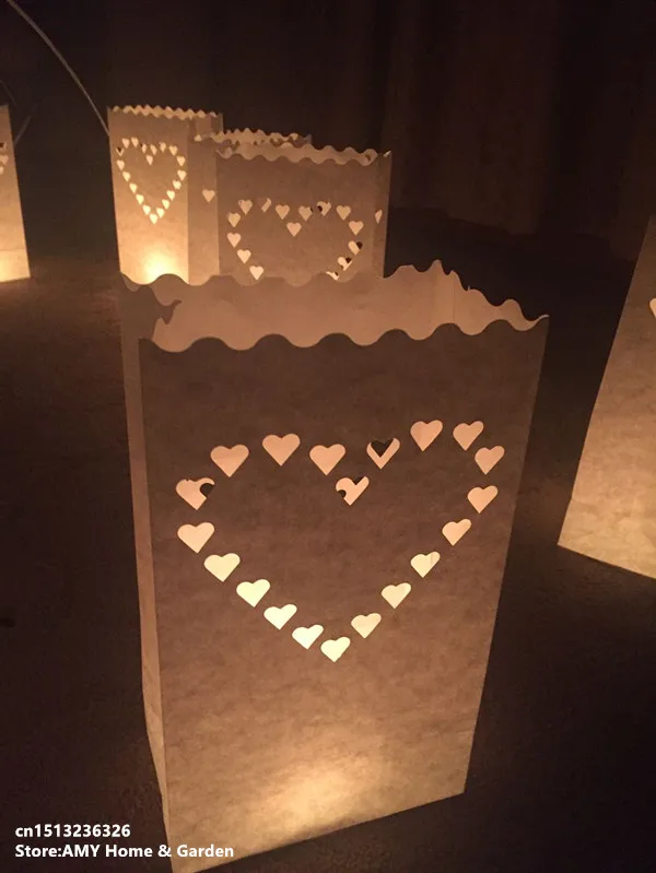10 шт. свадебные Сердце держатель для чайной свечи Luminaria Бумага Свеча-фонарь для дома подарки на день Св. Валентина вечерние декорацией