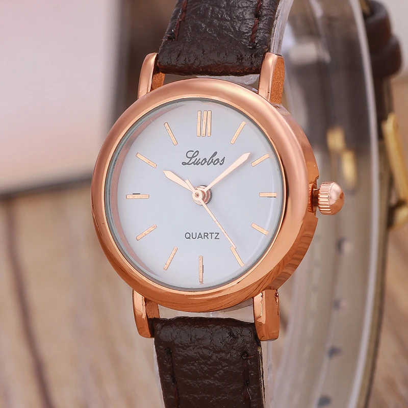 Luobos маленький циферблат Горячая продажа Женские часы модные кожаные кварцевые