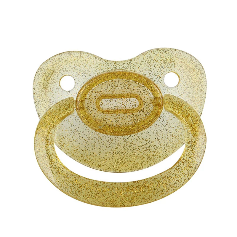 Gold Transparent Мигающая силиконовая соска большого размера для взрослых, однотонная детская соска, Классическая соска высокого качества на заказ для детей - Цвет: Gold Transparent