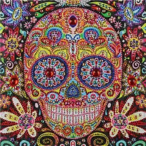 LP045 HUACAN, алмазная живопись особой формы, Череп, 5d, сделай сам, стразы, круглая Алмазная вышивка, распродажа, украшение для дома, 25x25 см - Цвет: LP045