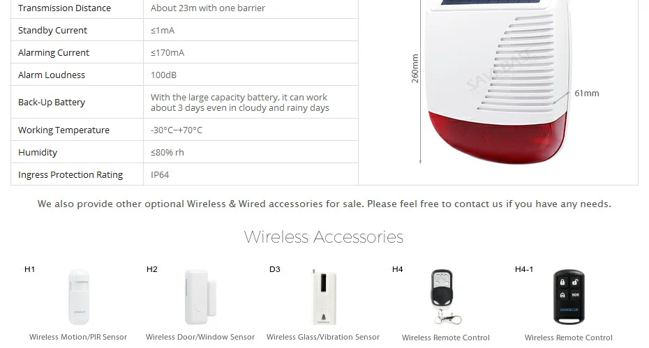 Homsecur беспроводный GSM охранная сигнализация+ беспроводная Солнечная наружная Вспышка Сирена