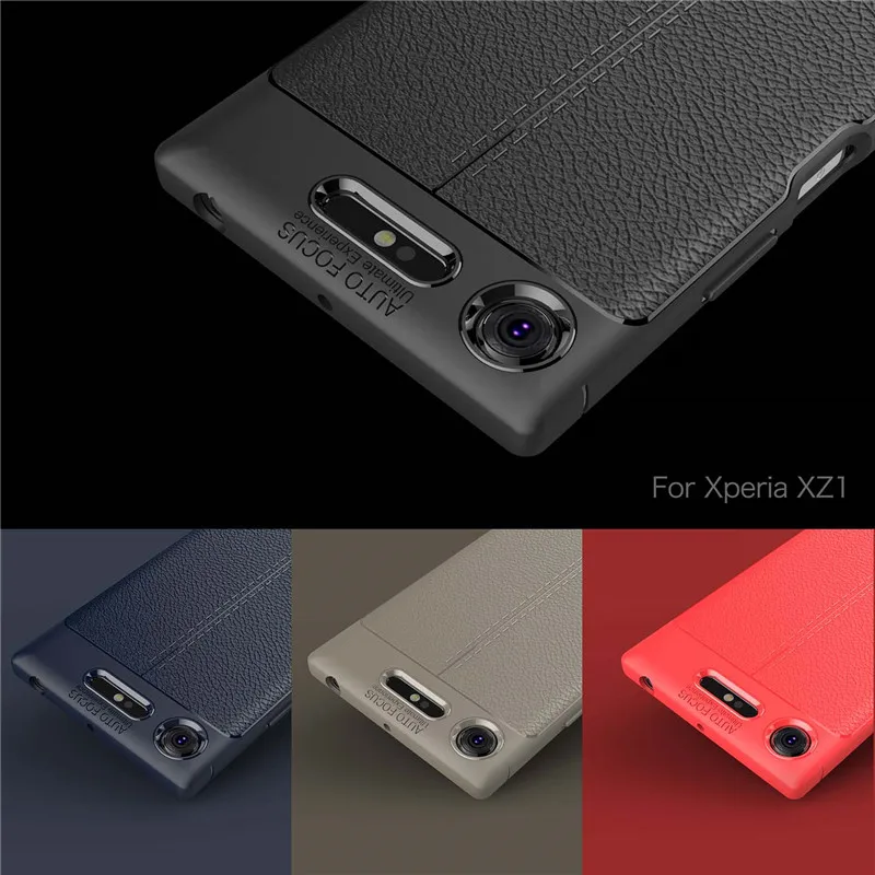 For Sony Xperia XZ1 Case Carbon Fiber Texture Soft Silicone Phone Back Cover Shockproof TPU Funda |