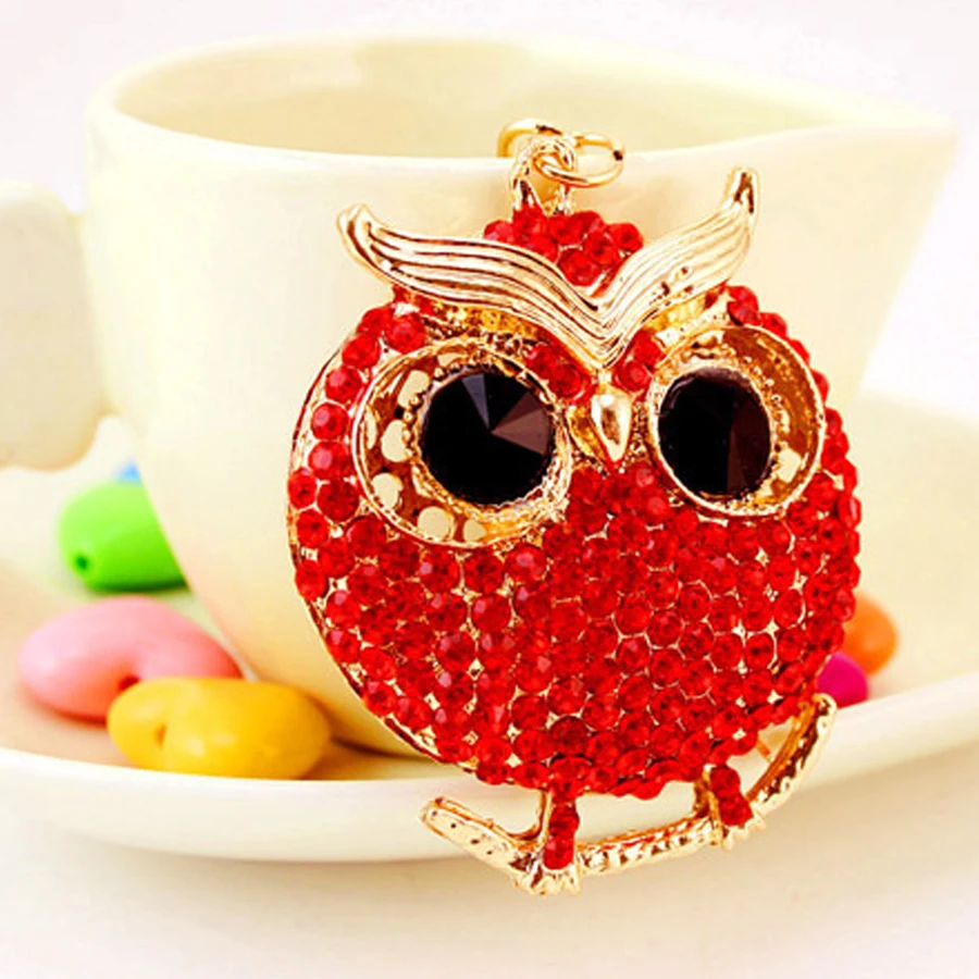 Chaveiro! Роскошный брелок с подвеской в виде совы кристаллами кольцо держатель