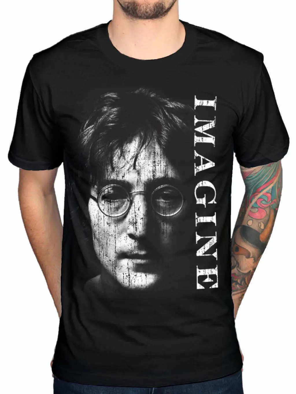John Lennon Imagine Mens Black Cotton Top T-Shirt Tee 100% Short Sleeve O-Neck Tops Shirts | Мужская одежда