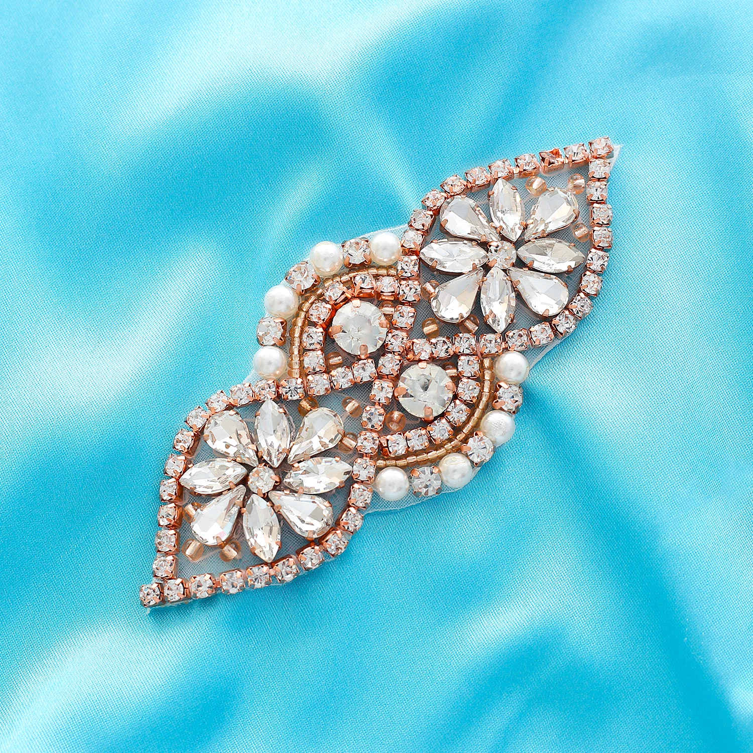 Ремень из розового золота с кристаллами Свадебный ремень жемчугом для платья