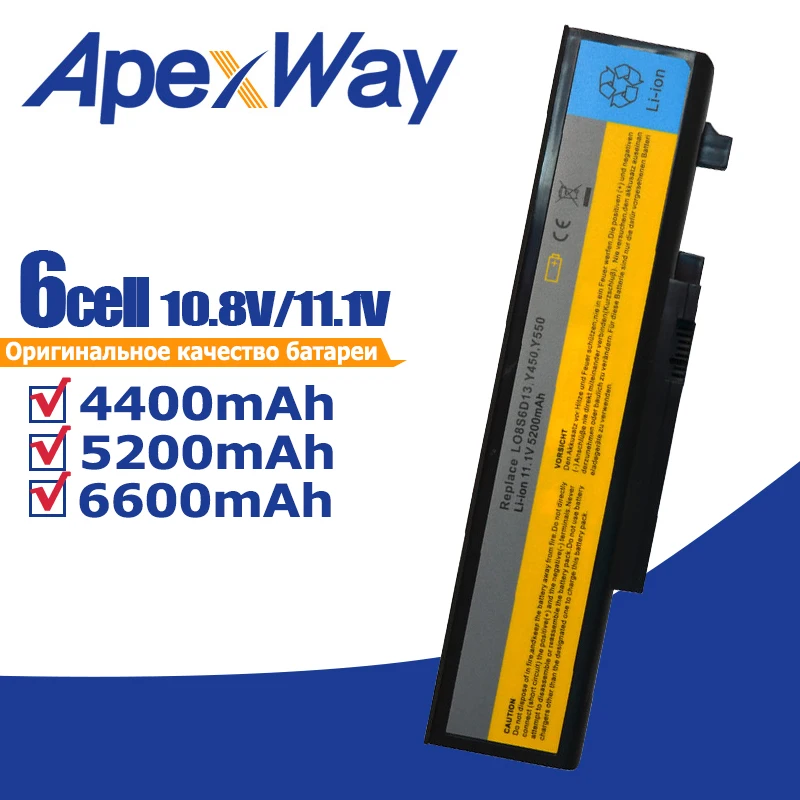 Аккумулятор ApexWay для ноутбука Lenovo 11 1 В 6 ячеек IdeaPad Y450G L08O6D13 L08S6D13 Y550 55Y2054 L08L6D13|laptop