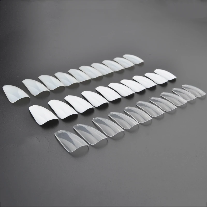 100 шт./коркор. Длинные накладные ногти в форме балерины французские овальные