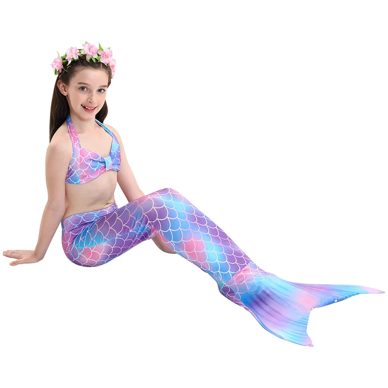 3pieces girls mermaid tails for swimming costume kid zeemeerminstaart cola de sirena cauda de sereia cosplay costumes mermaid free global shipping