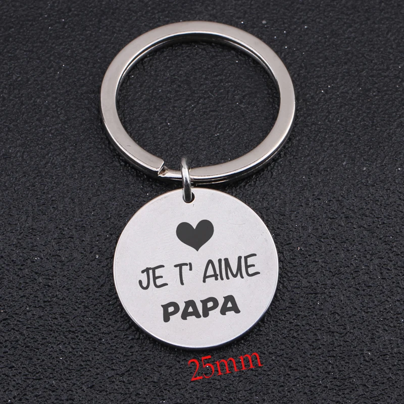 Новая мода Je T Aime Papa брелок для отцов подарки из нержавеющей стали брелоки мужчин