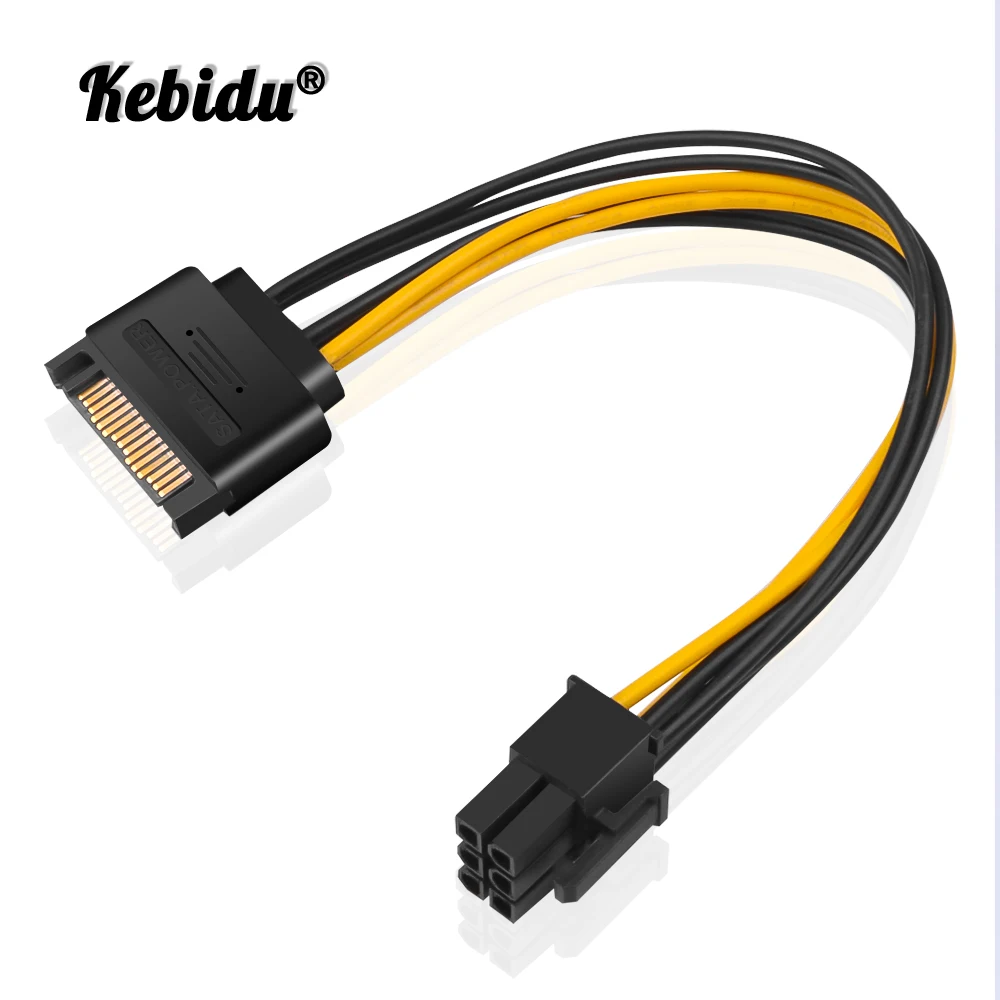Новый адаптер питания kebidu SATA для 6-контактного кабеля 6P PCI-E PCI Express видеокарта