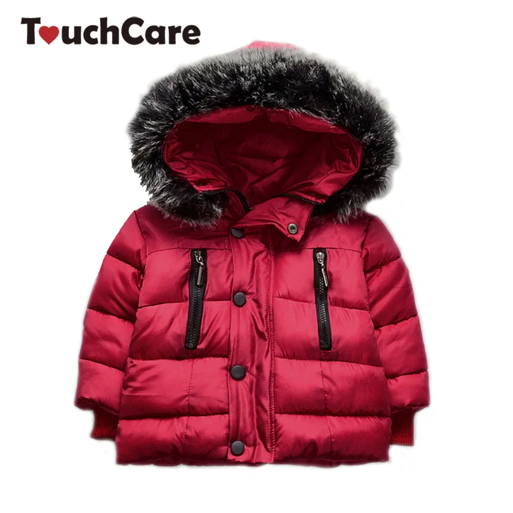Touchcare/теплые зимние пальто для детей Толстая куртка с капюшоном мальчиков и