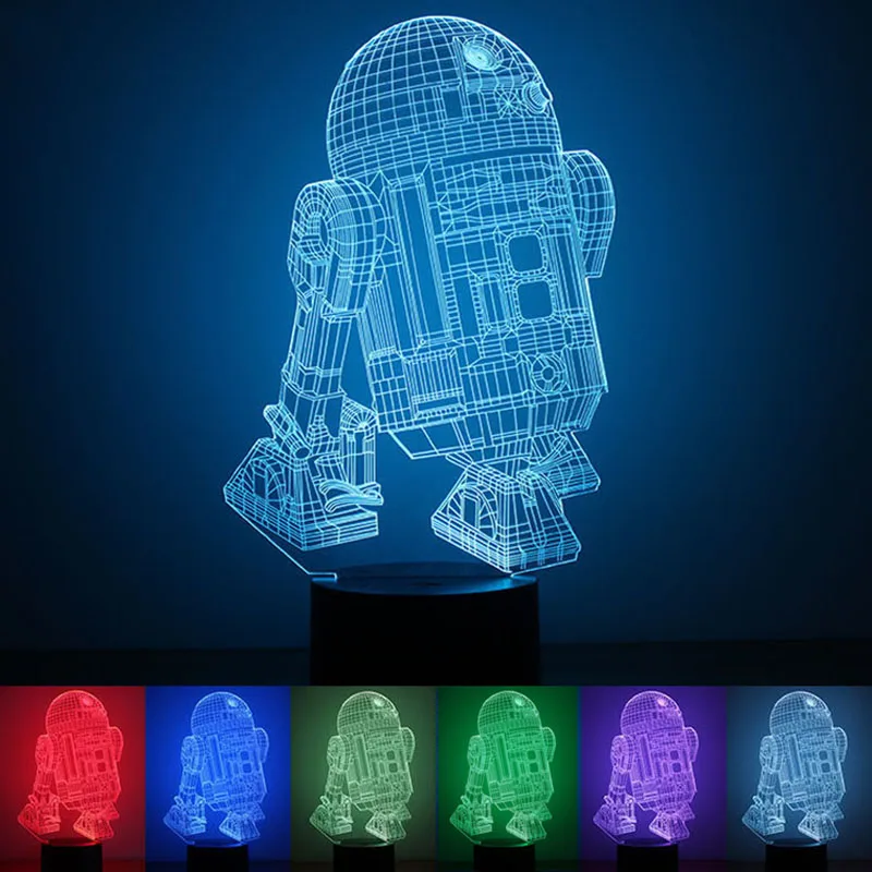 USB Powered Robot 3D ночник LED Настольная лампа с сенсорным ключом украшение атмосферное