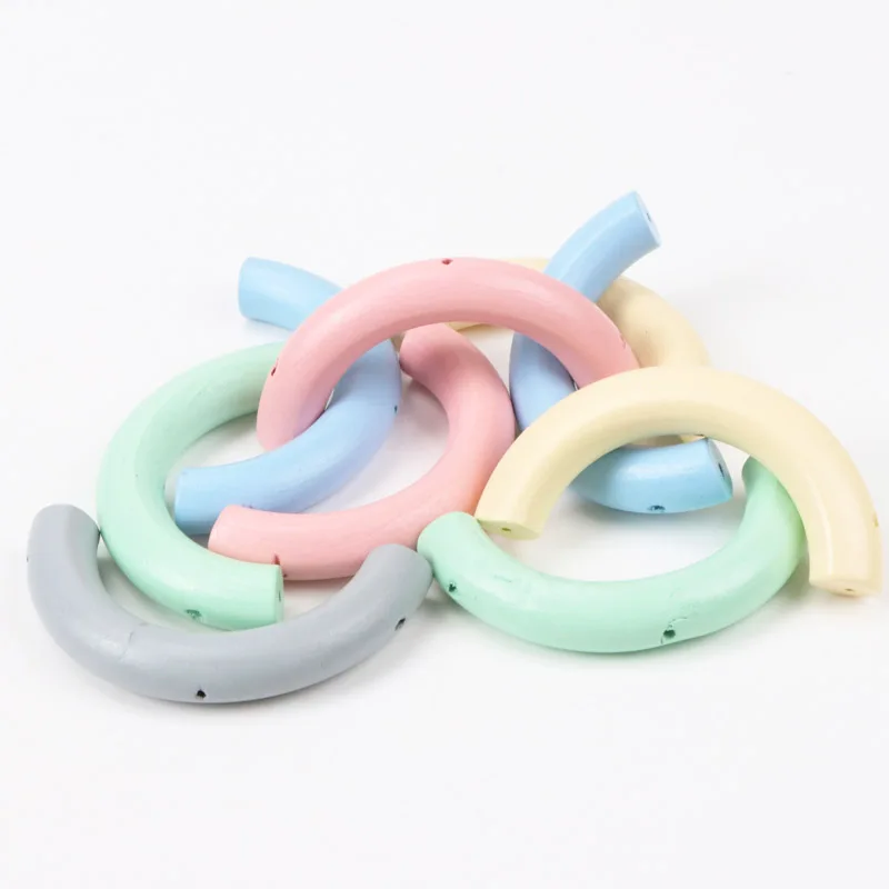 80x40mm 1pcs Natural Curved long tub Wooden unfinished geometric Spacer Beads For Jewelry making Handmake DIY Mix color KL149-RH | Украшения