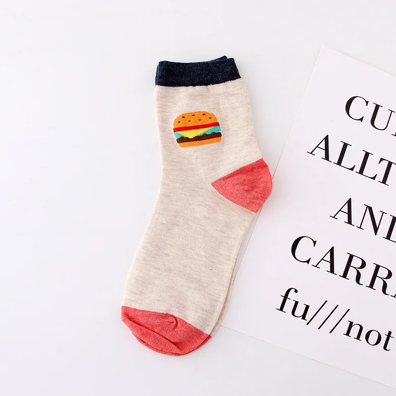 Funny cool socks women cartoon food bread Korean Spring deodorant sweat striped cotton sock Ice cream fries hip hop women