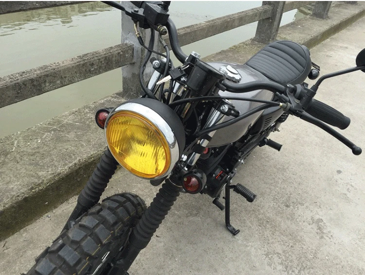 

Retro Grill Headlight Motorcycle Fork Mount Cover Mask Adapter 27-36mm Vintage Harley Headlight Bullet 6.5" Cafe Racer Light